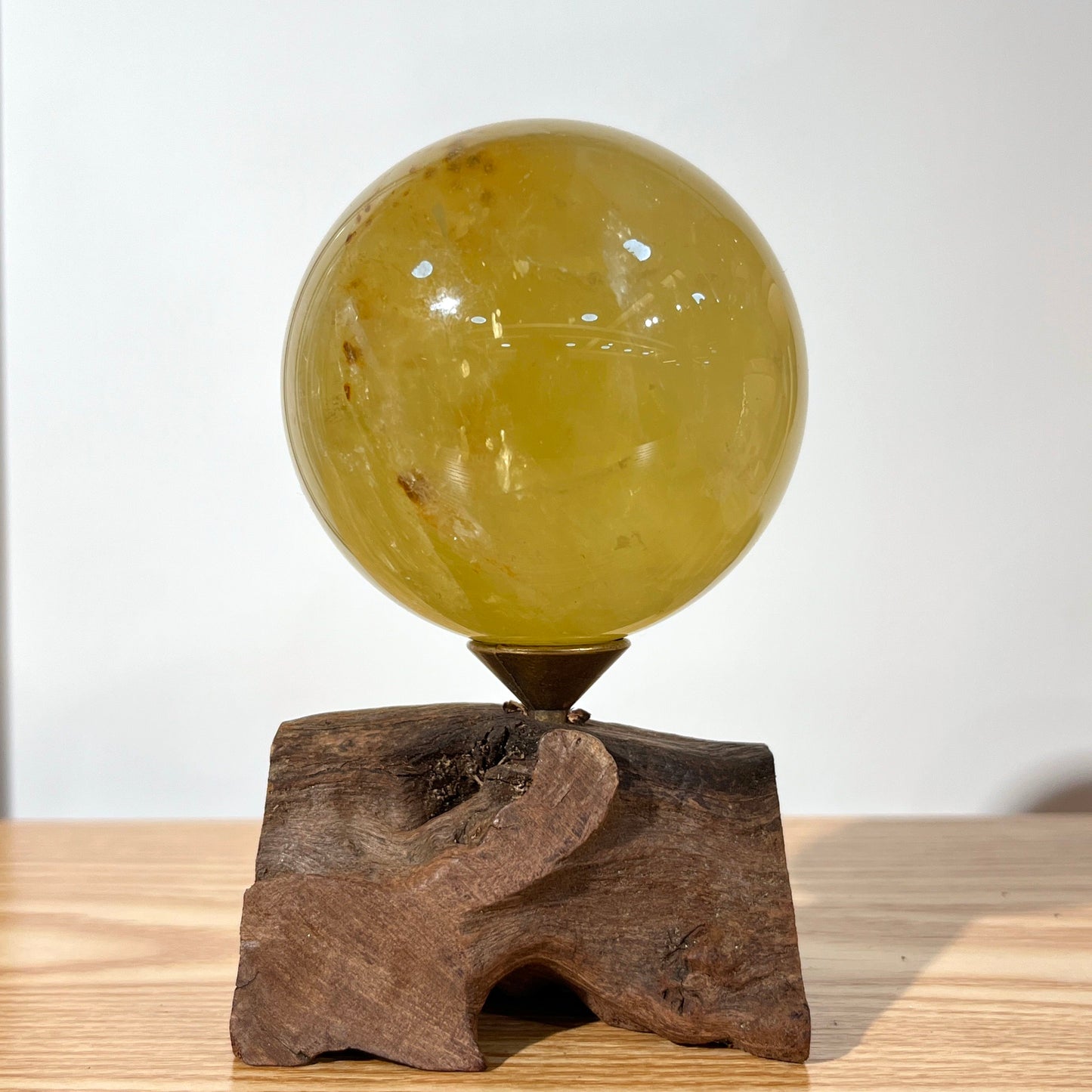 Citrine Sphere With Wooden Stand