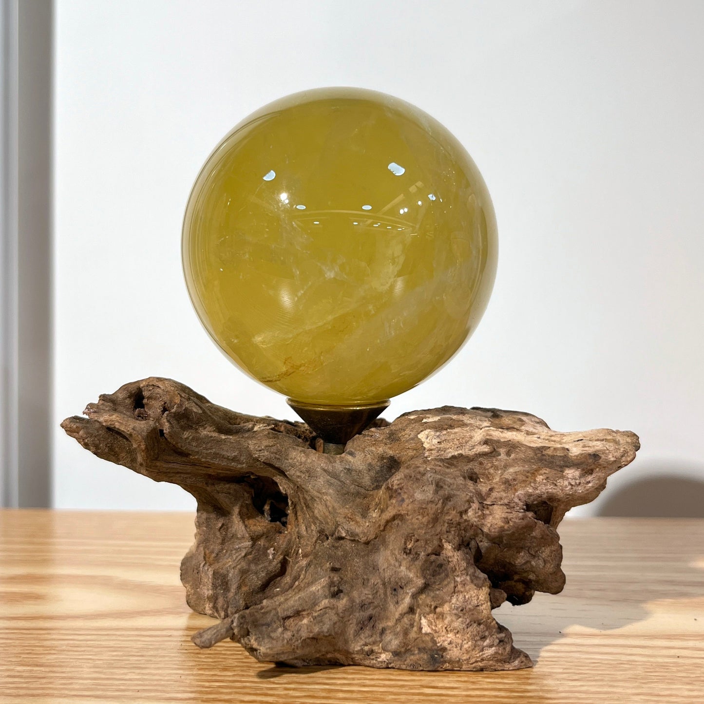 Citrine Sphere With Wooden Stand