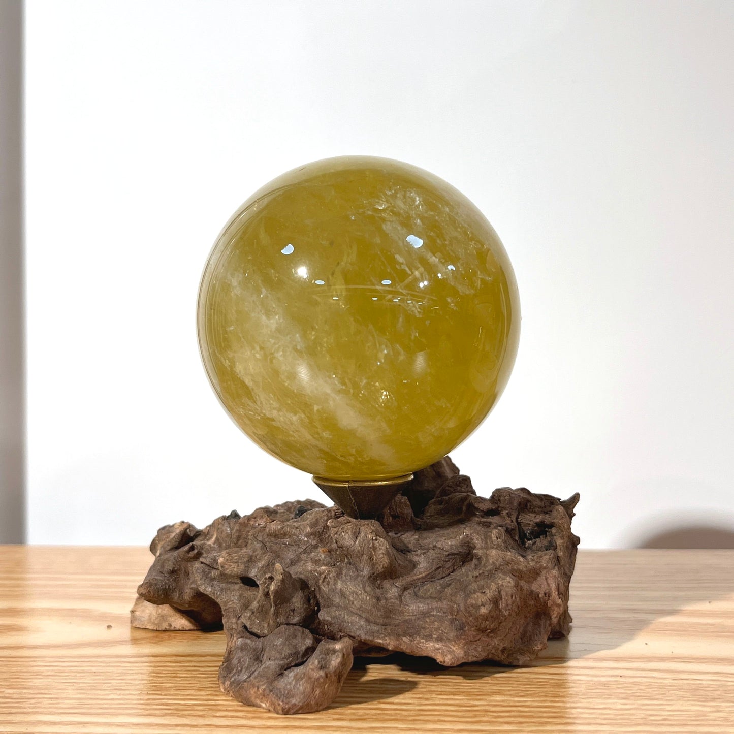 Citrine Sphere With Wooden Stand