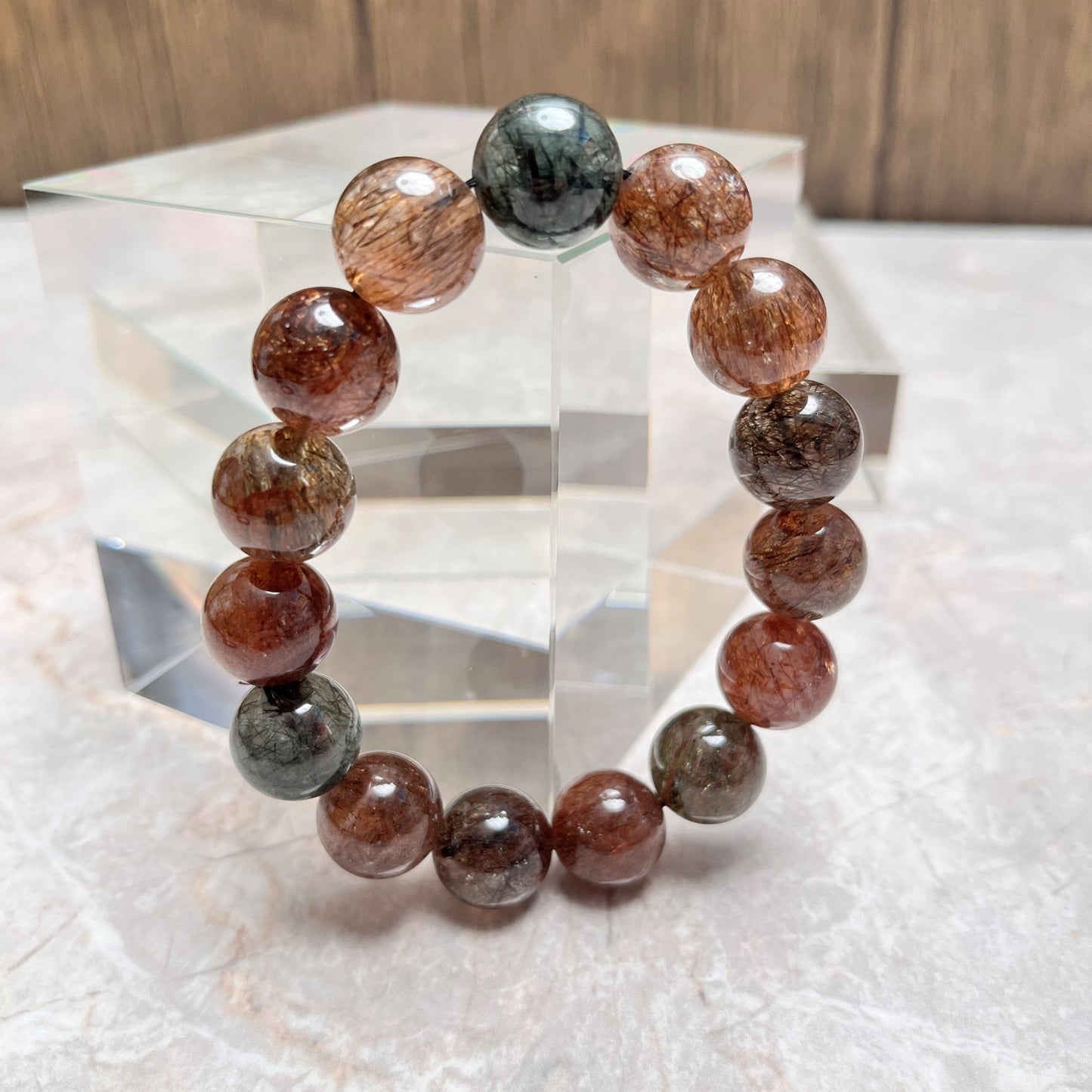 Brazilian Black Super Seven Crystal Beaded Bracelet