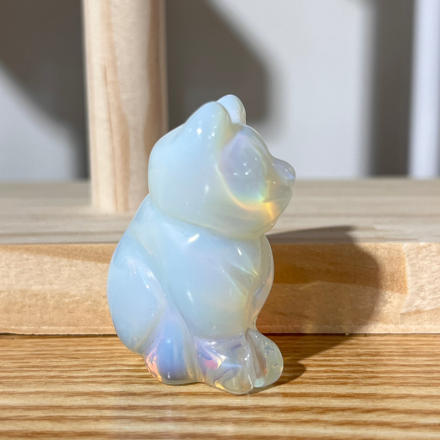 Glowing Opalite Cat Crystal Figurine