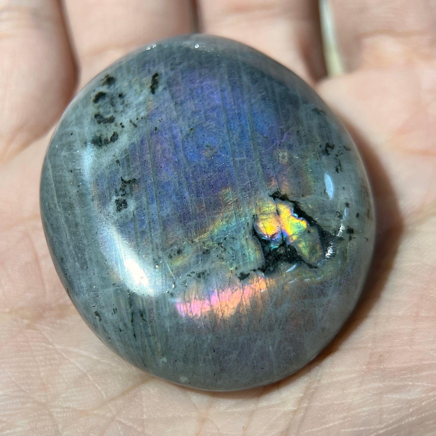 Purple Light Labradorite Palm Stone - Unleash Your Potential