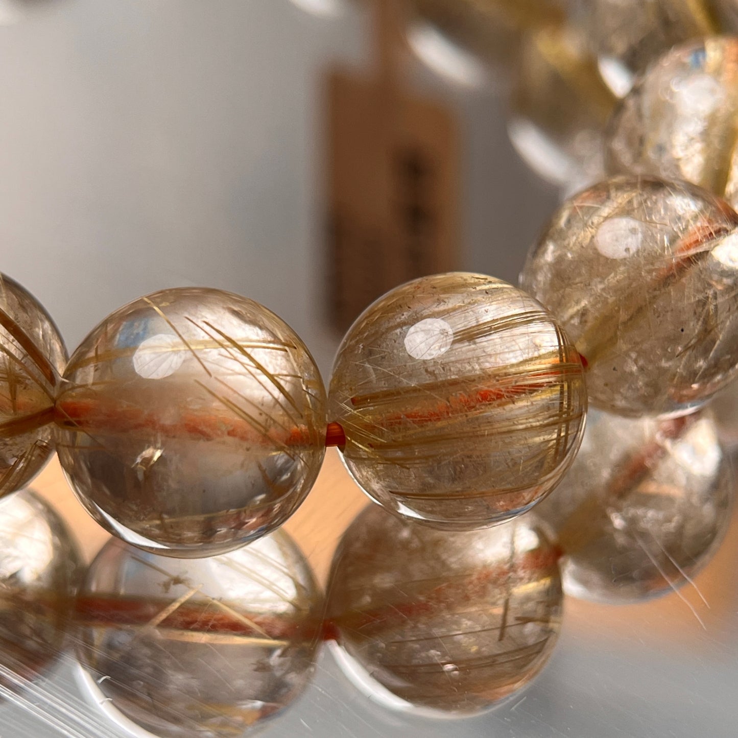 USA Golden Rutilated Quartz Crystal Beaded Bracelet