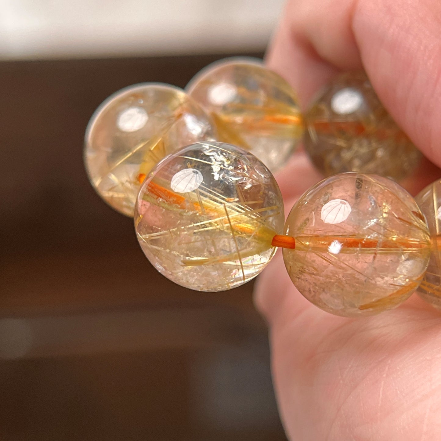 USA Golden Rutilated Quartz Crystal Beaded Bracelet
