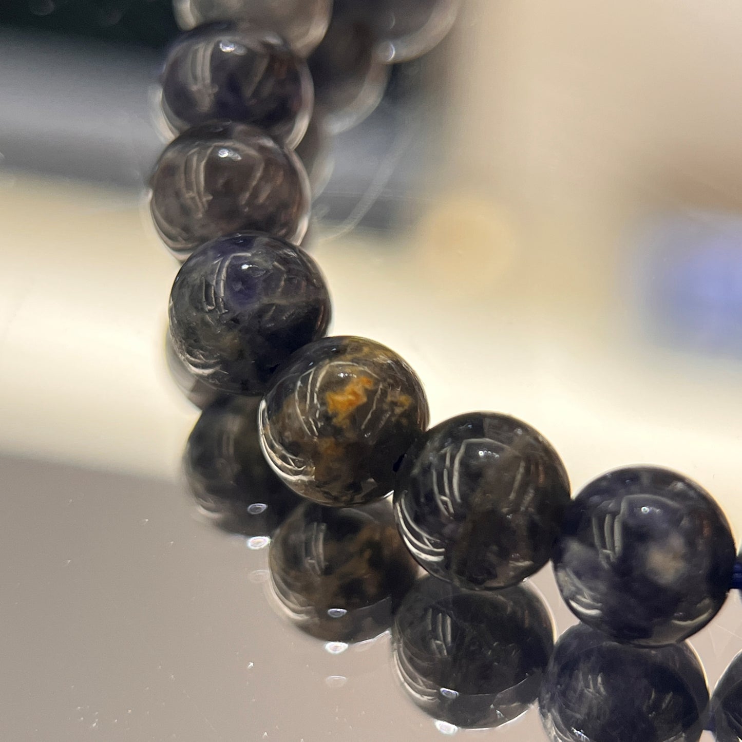 Brazilian StarNight Kyanite Crystal Beaded Bracelet | 8mm Beads