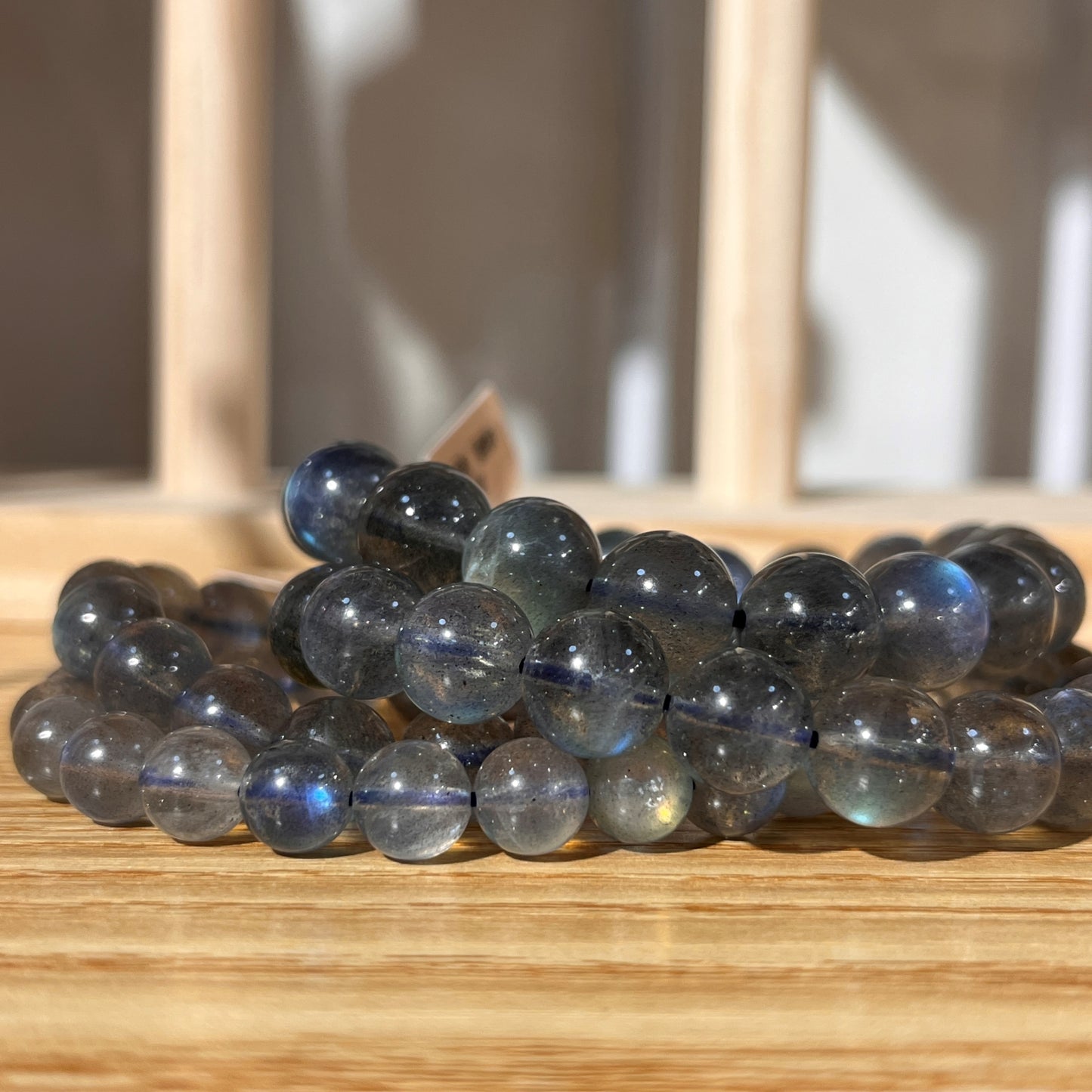 Brazilian Grey Moonstone Crystal Beaded Bracelet