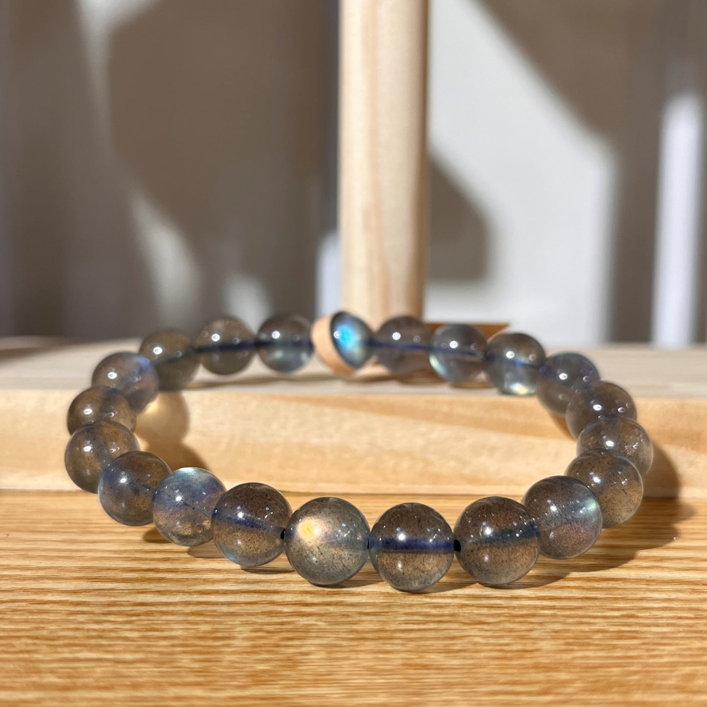 Brazilian Grey Moonstone Crystal Beaded Bracelet