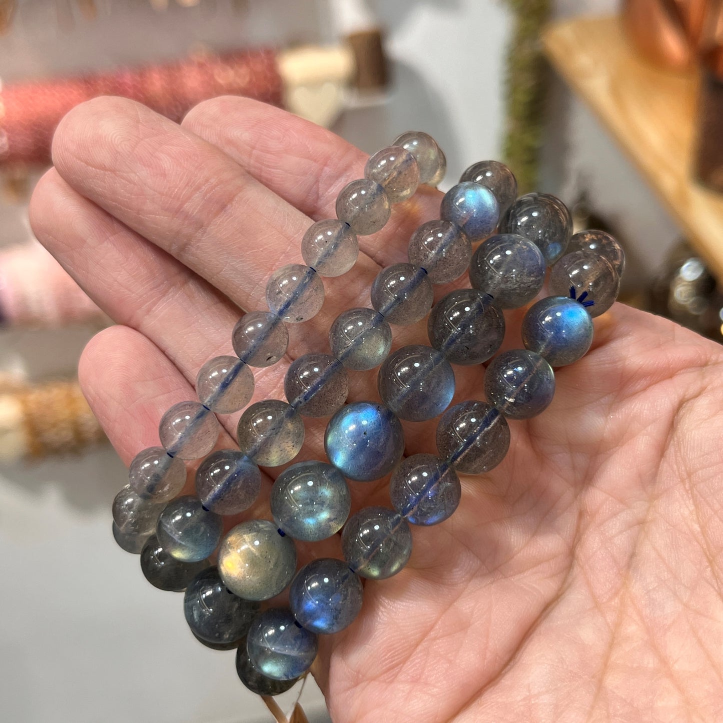 Brazilian Grey Moonstone Crystal Beaded Bracelet