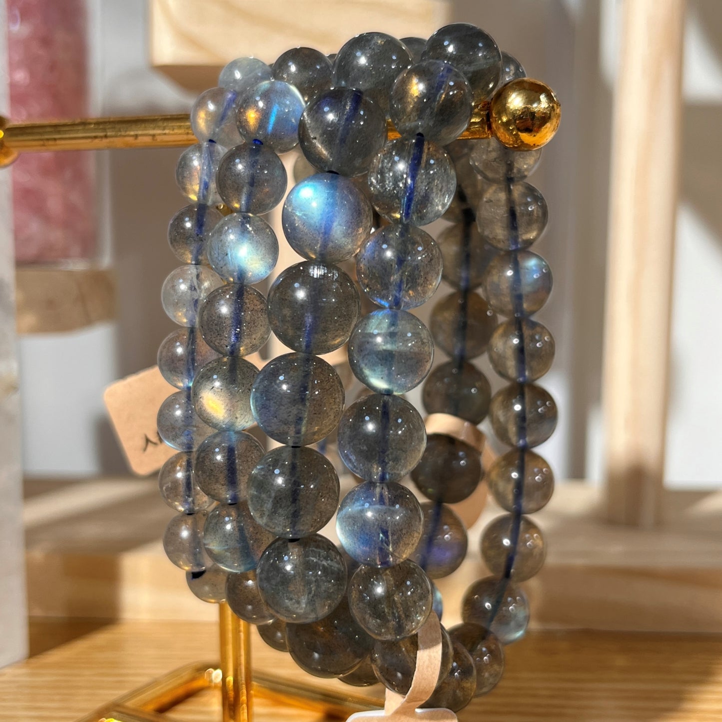Brazilian Grey Moonstone Crystal Beaded Bracelet