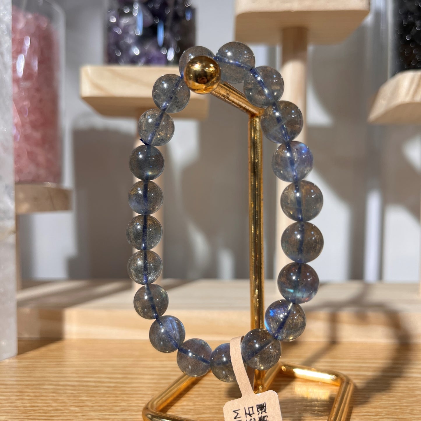 Brazilian Grey Moonstone Crystal Beaded Bracelet