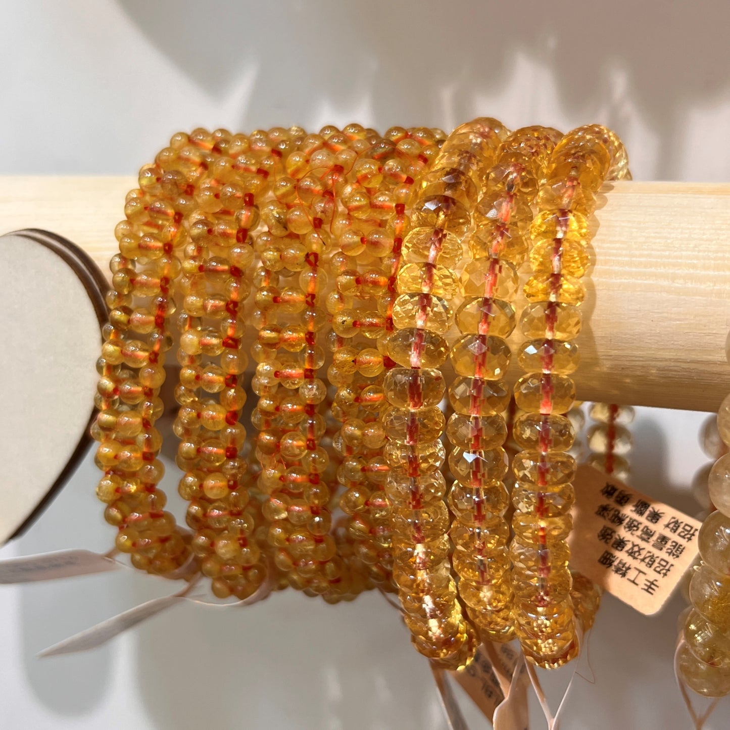 Indian Golden Rutilated Quartz Crystal Beaded Bracelet - Weaving Style 3mm Beads