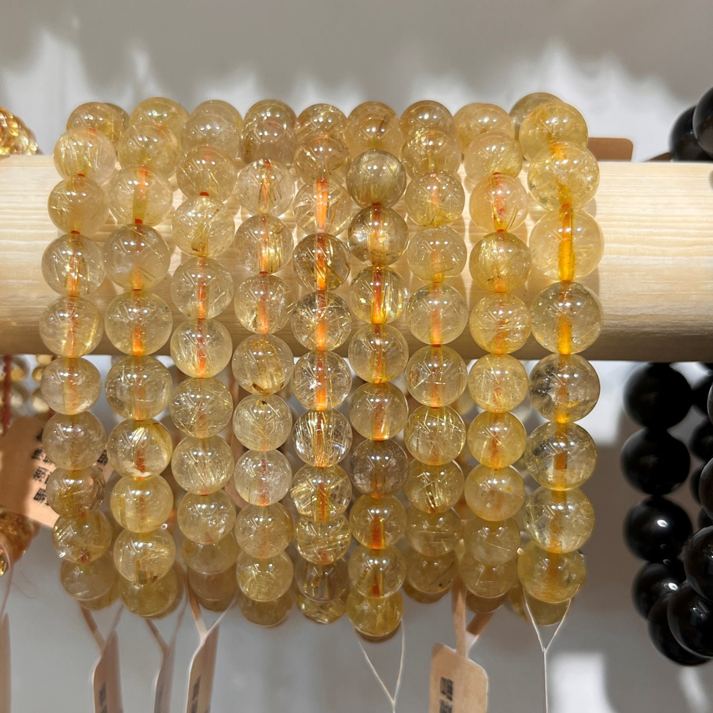 USA Golden Rutilated Quartz Crystal Beaded Bracelet