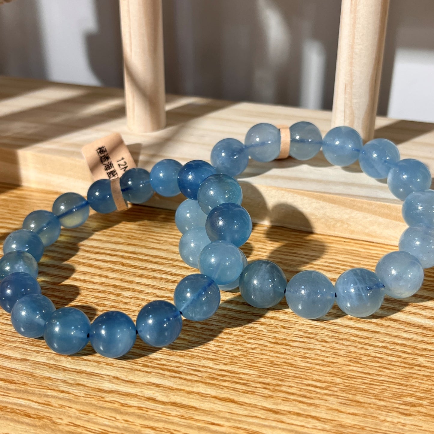 Brazilian Aquamarine Crystal Beaded Bracelet - Super Clear