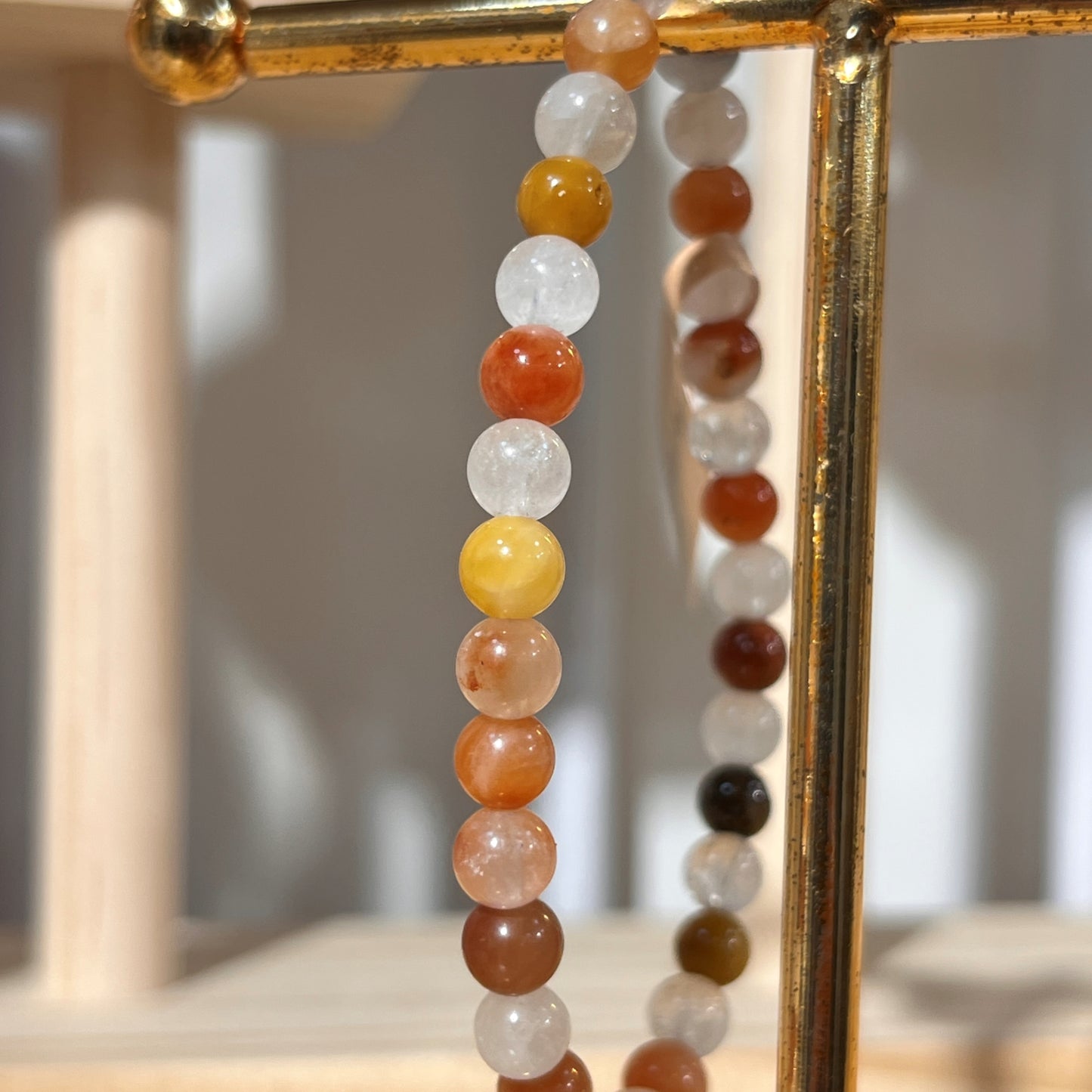 Brazilian Moonstone Crystal Beaded Bracelet - 5mm Beads