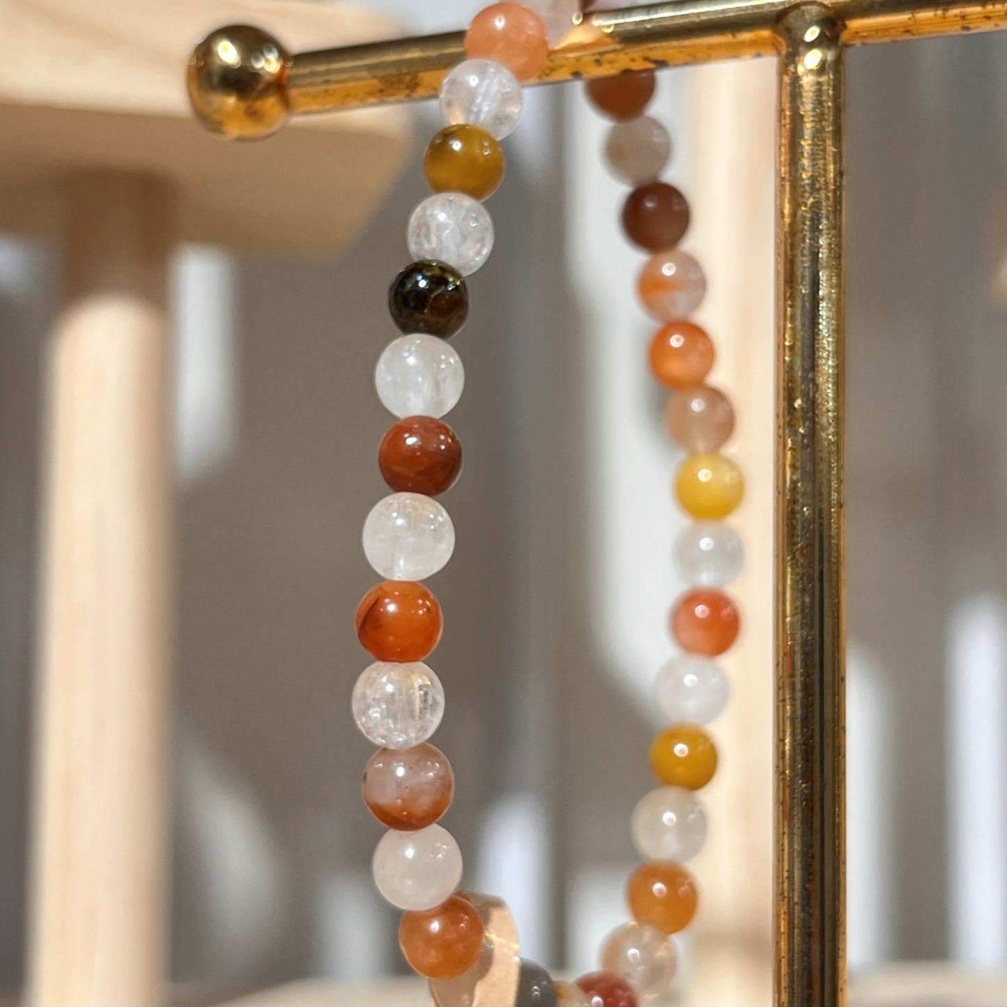 Brazilian Moonstone Crystal Beaded Bracelet - 5mm Beads
