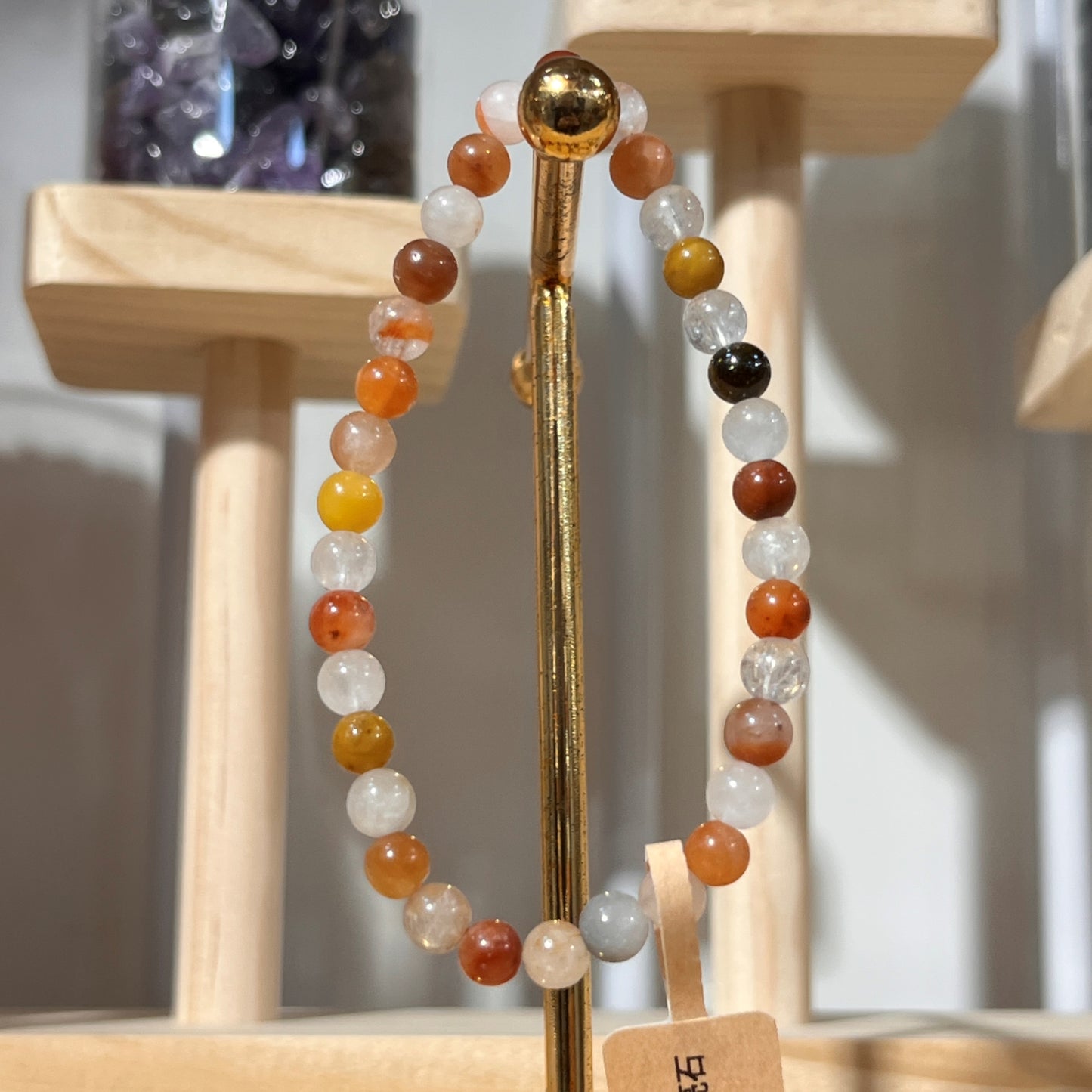 Brazilian Moonstone Crystal Beaded Bracelet - 5mm Beads