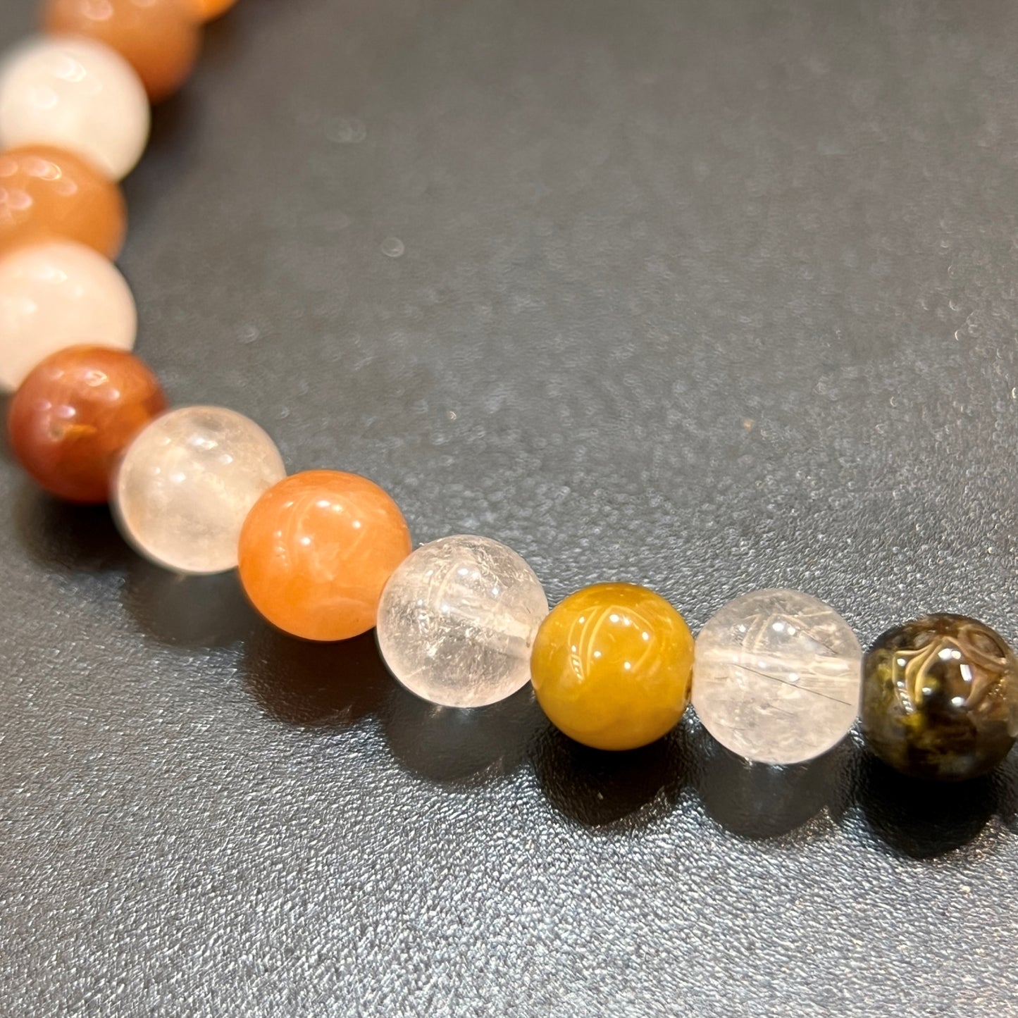 Brazilian Moonstone Crystal Beaded Bracelet - 5mm Beads