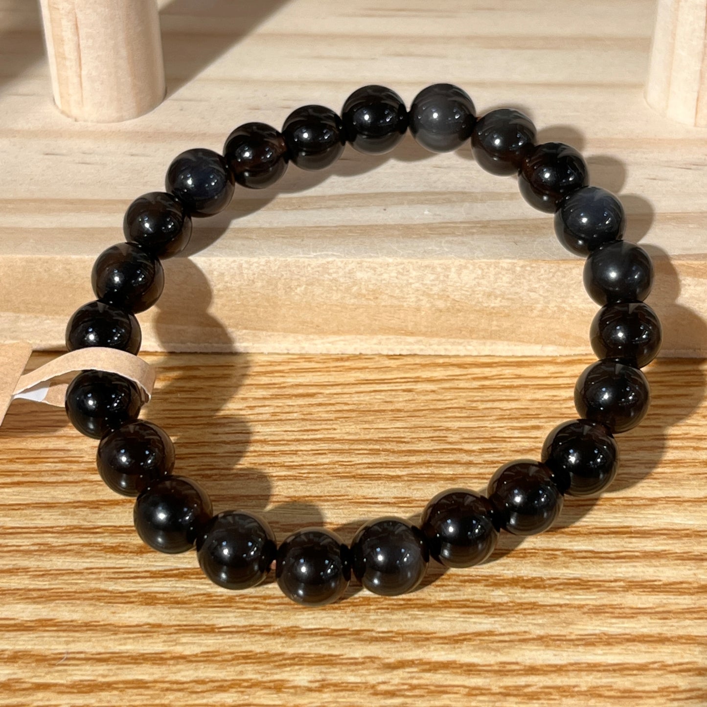 Brazilian Black Agate Crystal Beaded Bracelet | 8mm Beads