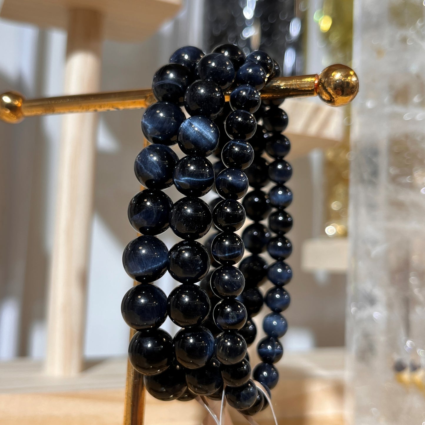 Brazilian Blue Tiger's Eye Crystal Beaded Bracelet
