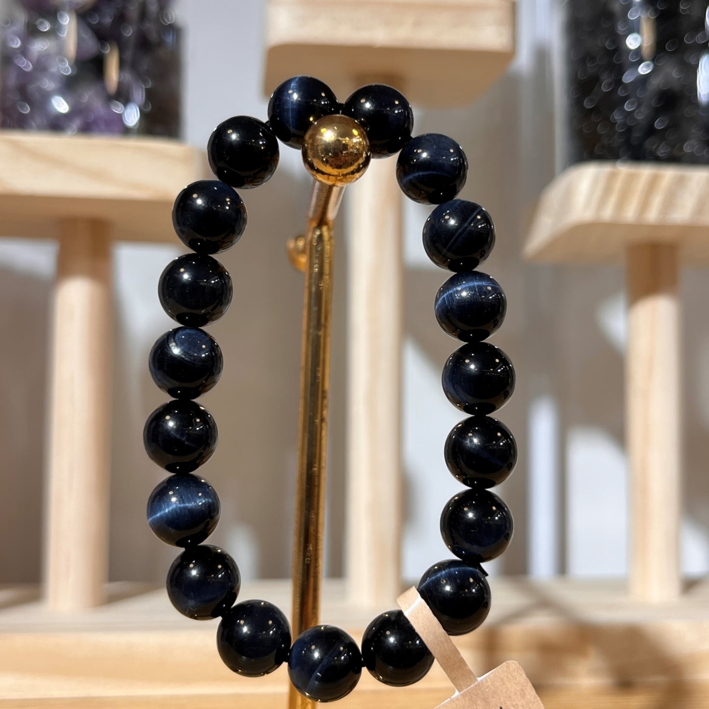 Brazilian Blue Tiger's Eye Crystal Beaded Bracelet