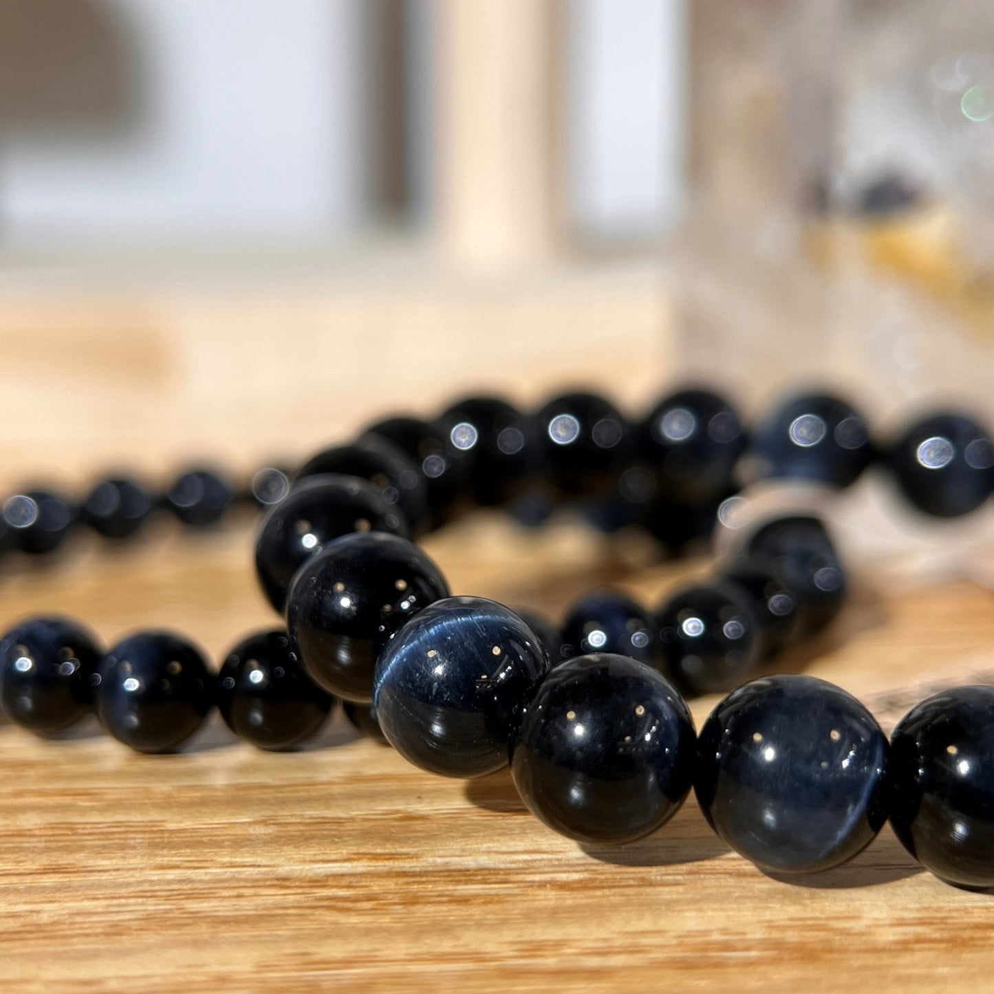 Brazilian Blue Tiger's Eye Crystal Beaded Bracelet