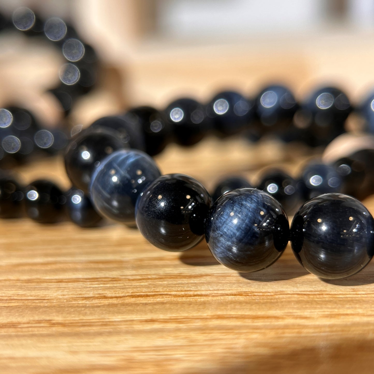 Brazilian Blue Tiger's Eye Crystal Beaded Bracelet