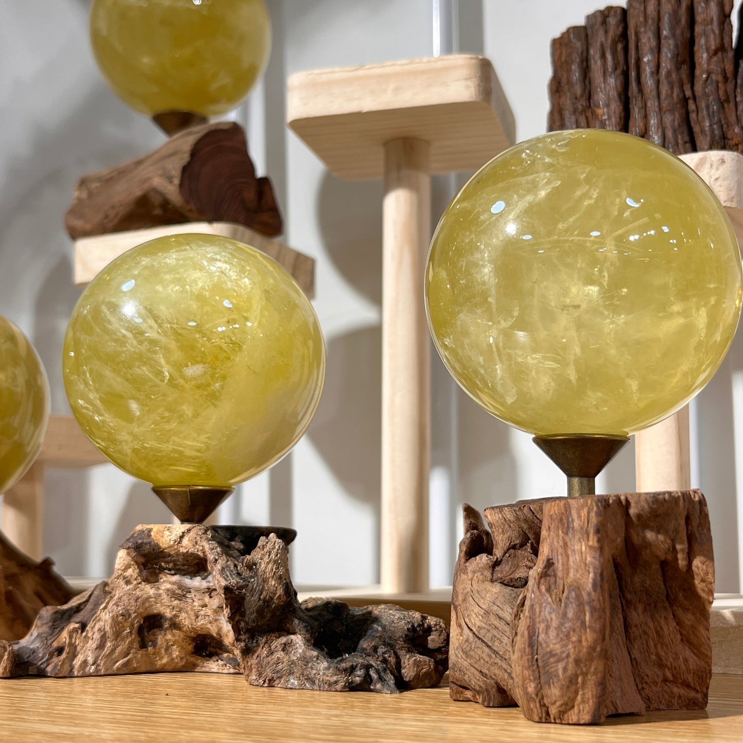 Citrine Sphere With Wooden Stand