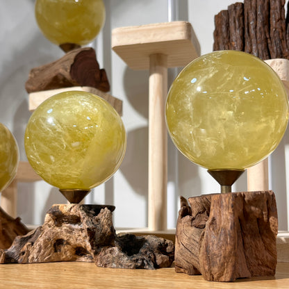 Citrine Sphere With Wooden Stand