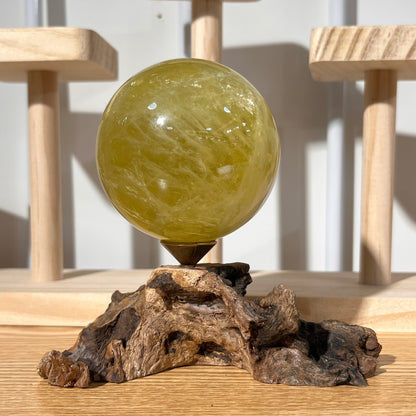 Citrine Sphere With Wooden Stand