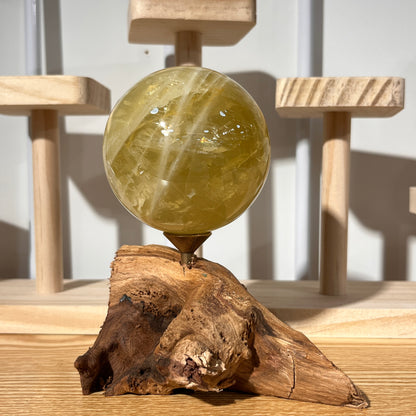 Citrine Sphere With Wooden Stand