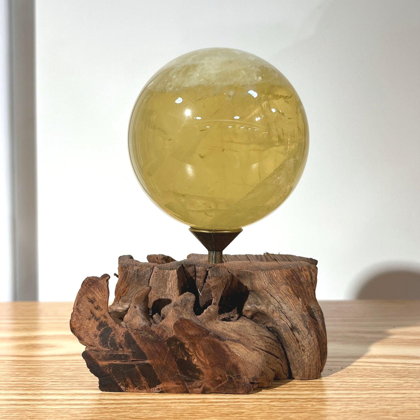 Citrine Sphere With Wooden Stand