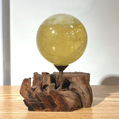 Citrine Sphere With Wooden Stand