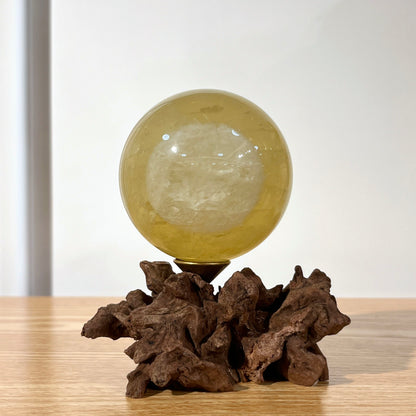 Citrine Sphere With Wooden Stand