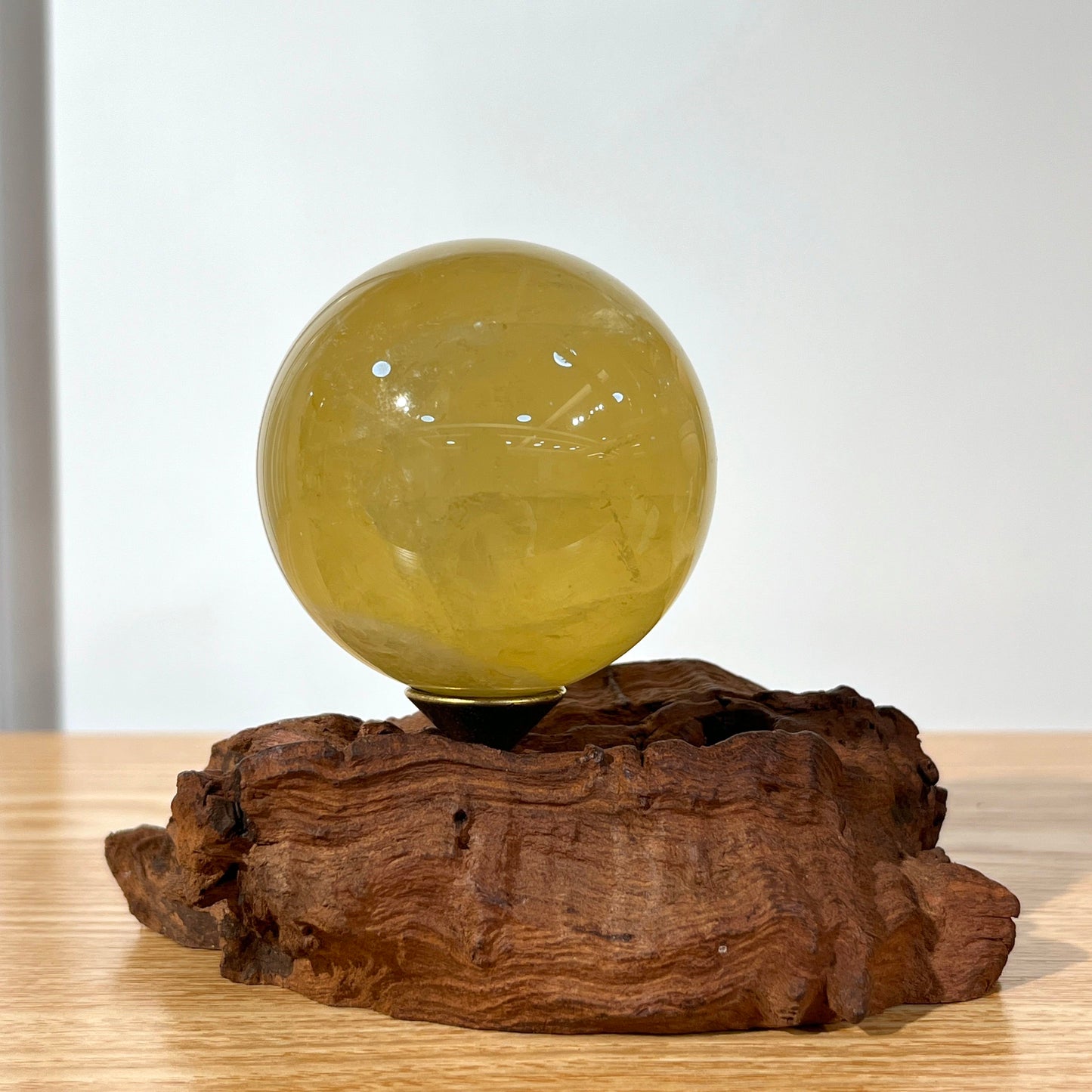 Citrine Sphere With Wooden Stand