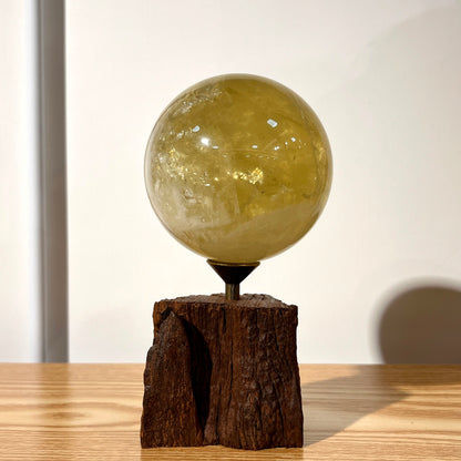 Citrine Sphere With Wooden Stand