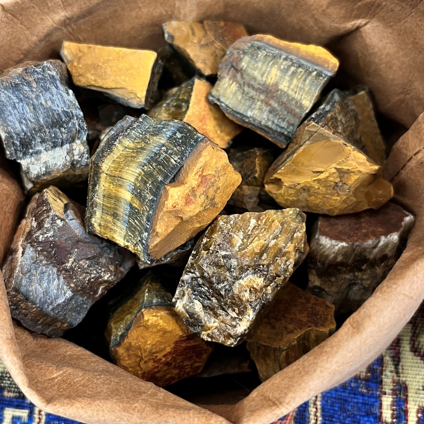 Raw Tiger's Eye Crystal From Brazil - Tigerite Stone - Palm Stone - Boost Confidence