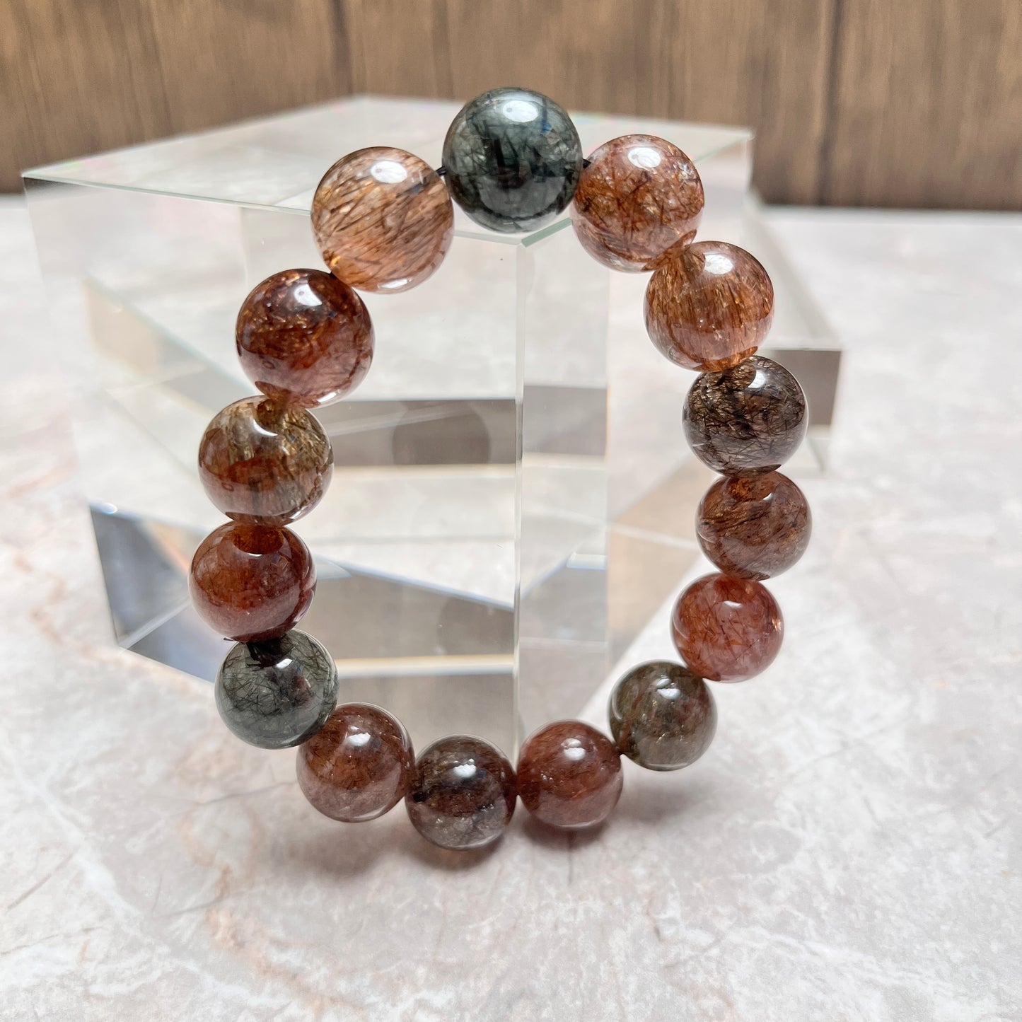 Black Super Seven Crystal Bracelet | All Round Enhancement | Balance 7 Chakras