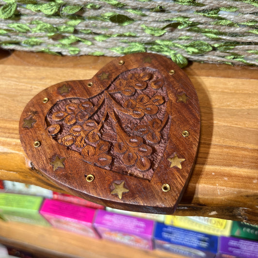 Wooden Incense Holder For 8 Incense Stick  - Heart Shape - Handmade