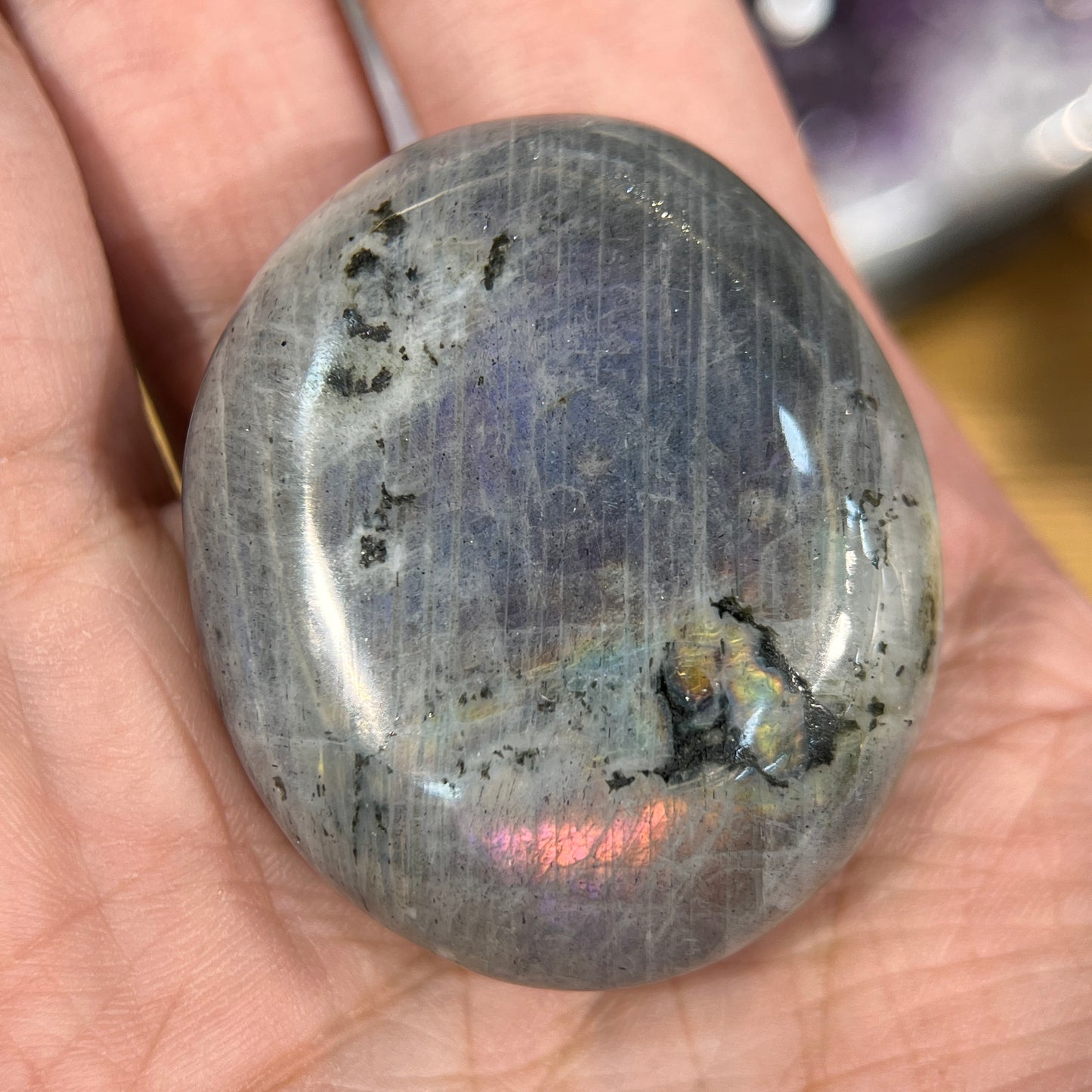 Purple Light Labradorite Palm Stone - Unleash Your Potential