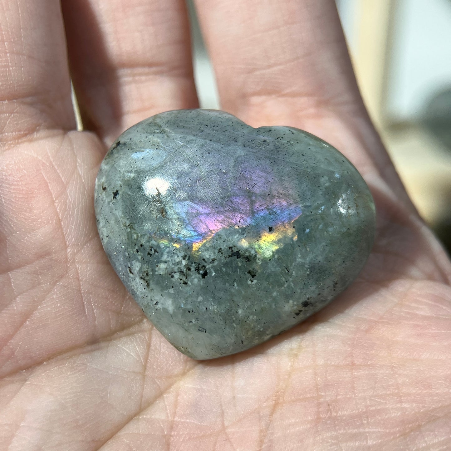 Purple Light Labradorite Palm Stone - Unleash Your Potential