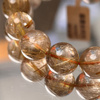 USA Golden Rutilated Quartz Crystal Beaded Bracelet