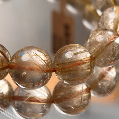 USA Golden Rutilated Quartz Crystal Beaded Bracelet