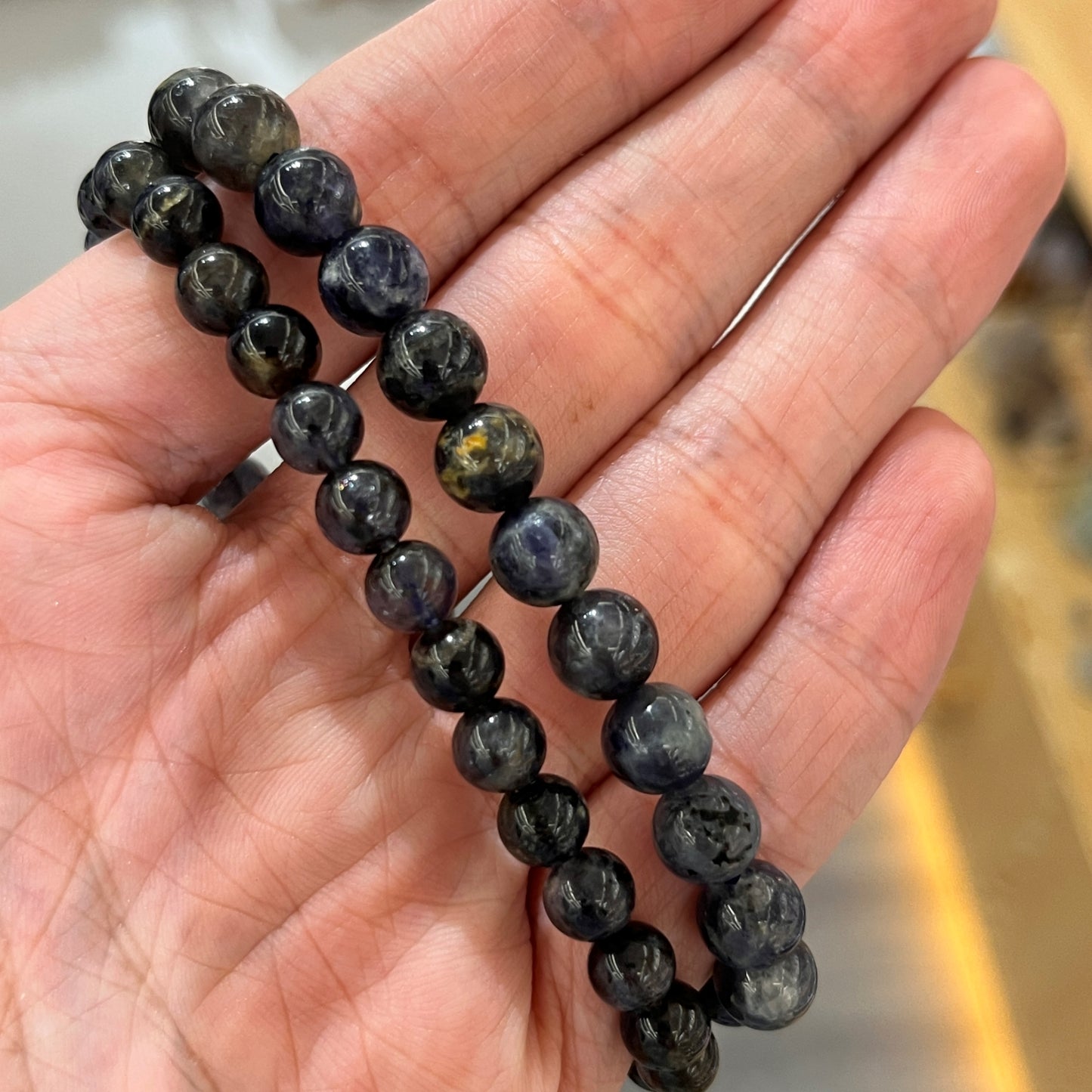 Brazilian StarNight Kyanite Crystal Beaded Bracelet | 8mm Beads