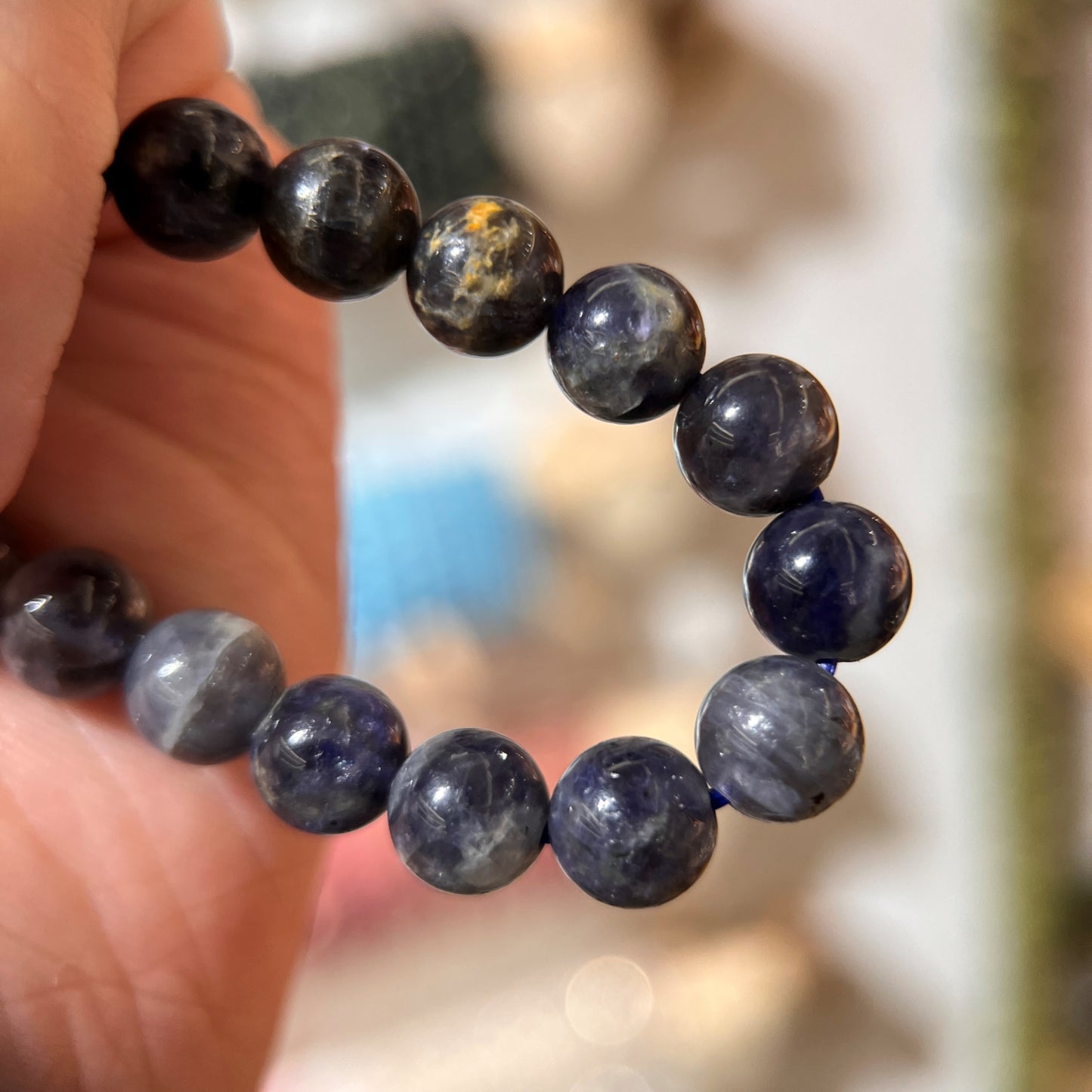 Brazilian StarNight Kyanite Crystal Beaded Bracelet | 8mm Beads