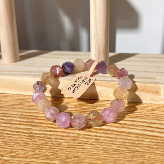 Brazilian Super Seven Crystal Beaded Bracelet - Faceted Crystal Style