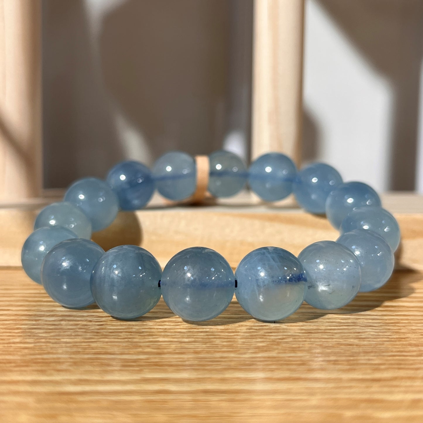 Brazilian Aquamarine Crystal Beaded Bracelet - Super Clear