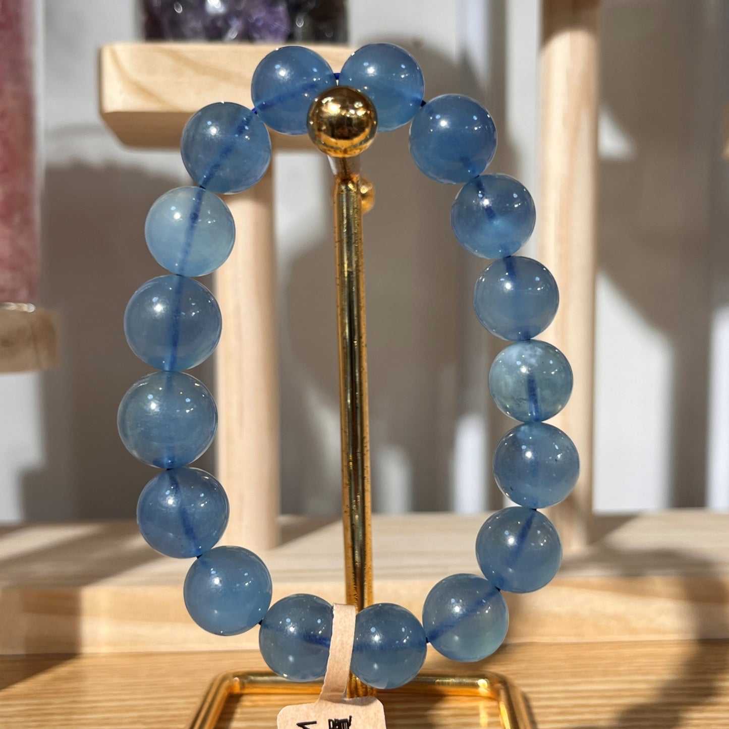 Brazilian Aquamarine Crystal Beaded Bracelet - Super Clear