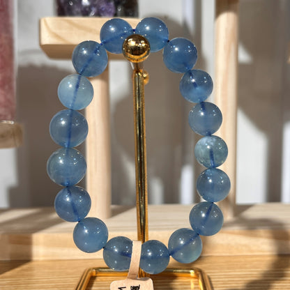Brazilian Aquamarine Crystal Beaded Bracelet - Super Clear