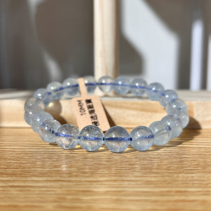 Brazilian Aquamarine Crystal Beaded Bracelet - Super Clear - 6mm Beads