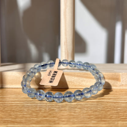 Brazilian Aquamarine Crystal Beaded Bracelet - Super Clear - 6mm Beads